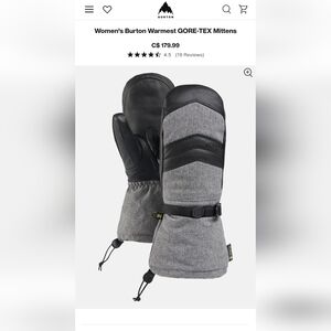 NWT- Burton Gore-tex mitts Women's Large